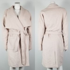 Madewell Delancey Blush Wool Blend Belted Coat Size Medium F4887